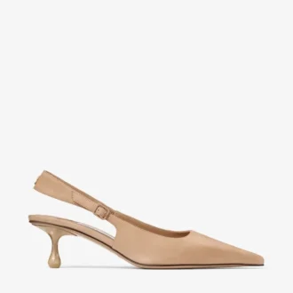 Amel 50 Slingback in pelle scamosciata color chai