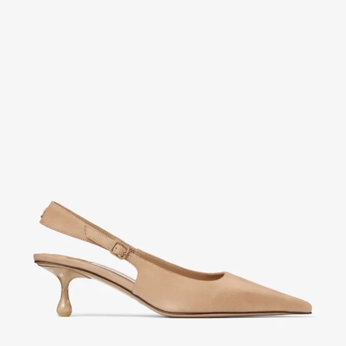 Amel 50 Slingback in pelle scamosciata color chai Amel 50 Slingback in pelle scamosciata color chai