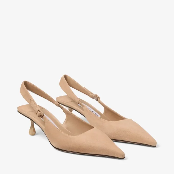 Amel 50 Slingback in pelle scamosciata color chai Amel 50 Slingback in pelle scamosciata color chai