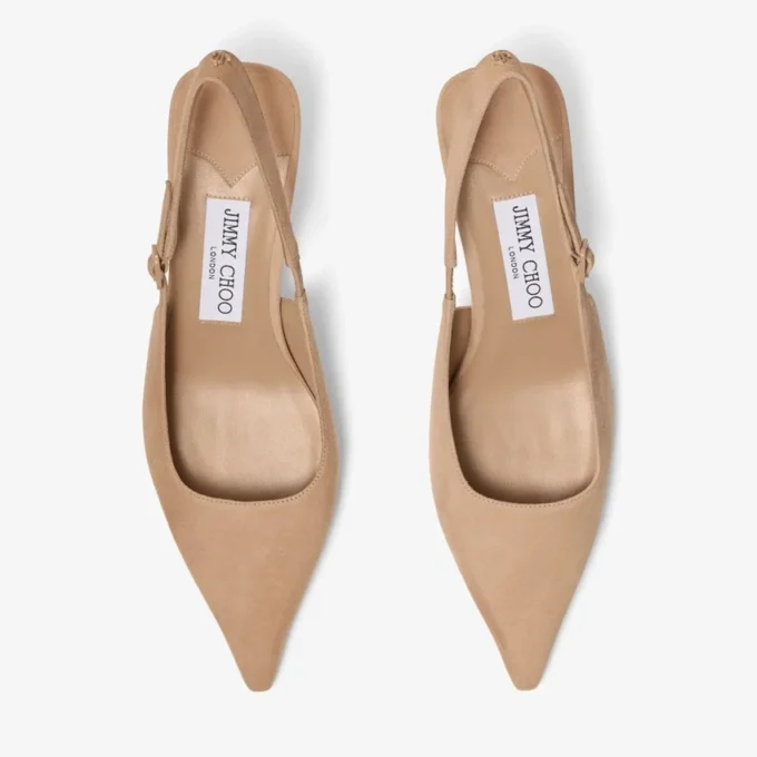 Amel 50 Slingback in pelle scamosciata color chai Amel 50 Slingback in pelle scamosciata color chai