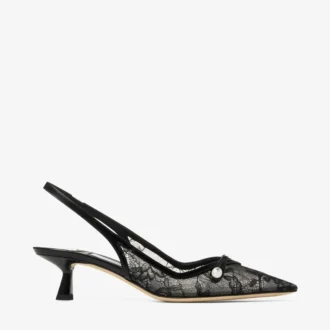 Amita 45 Pumps nere Jimmy Choo in pizzo e spazzolato