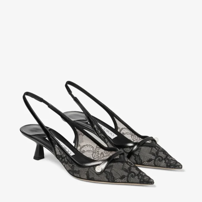 Amita 45 Pumps nere Jimmy Choo in pizzo e spazzolato Amita 45 Pumps nere Jimmy Choo in pizzo e spazzolato