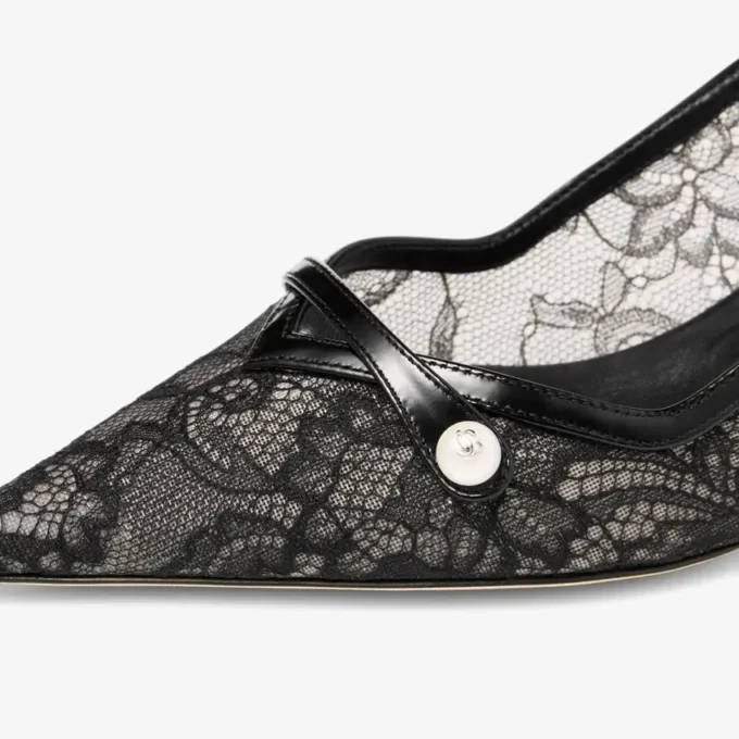 Amita 45 Pumps nere Jimmy Choo in pizzo e spazzolato Amita 45 Pumps nere Jimmy Choo in pizzo e spazzolato