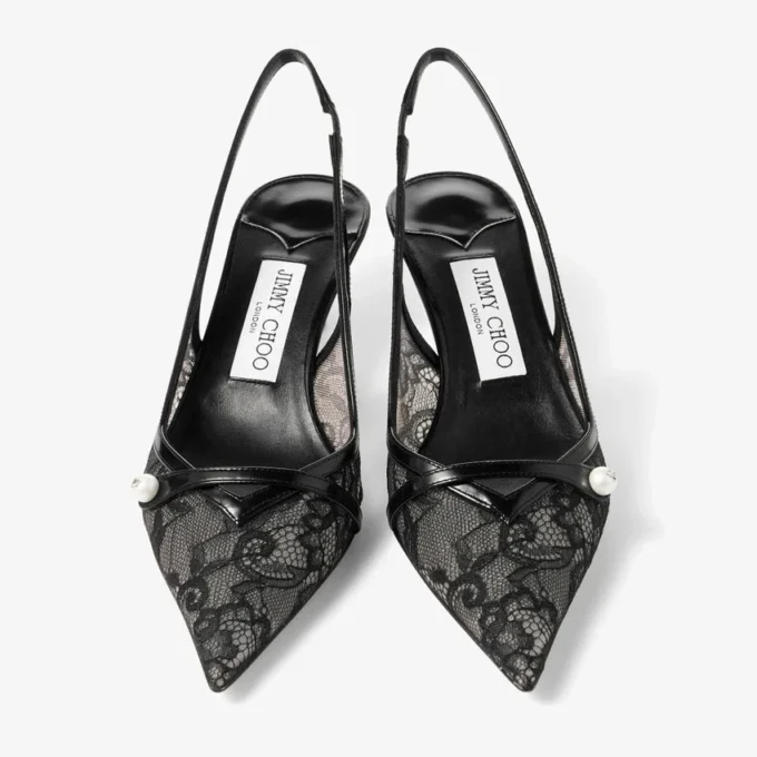 Amita 45 Pumps nere Jimmy Choo in pizzo e spazzolato Amita 45 Pumps nere Jimmy Choo in pizzo e spazzolato