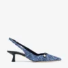 Amita 45 Slingback in denim a trama incrociata color blu marino e vernice Amita 45 Slingback in denim a trama incrociata color blu marino e vernice