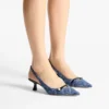 Amita 45 Slingback in denim a trama incrociata color blu marino e vernice Amita 45 Slingback in denim a trama incrociata color blu marino e vernice