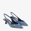 Amita 45 Slingback in denim a trama incrociata color blu marino e vernice Amita 45 Slingback in denim a trama incrociata color blu marino e vernice