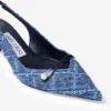 Amita 45 Slingback in denim a trama incrociata color blu marino e vernice Amita 45 Slingback in denim a trama incrociata color blu marino e vernice