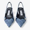 Amita 45 Slingback in denim a trama incrociata color blu marino e vernice Amita 45 Slingback in denim a trama incrociata color blu marino e vernice