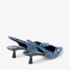 Amita 45 Slingback in denim a trama incrociata color blu marino e vernice Amita 45 Slingback in denim a trama incrociata color blu marino e vernice
