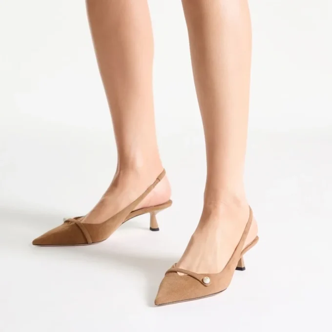 Amita 45 Slingback in pelle scamosciata color caramello Amita 45 Slingback in pelle scamosciata color caramello
