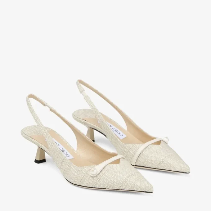 Amita 45 Slingback in raffia fine naturale Amita 45 Slingback in raffia fine naturale