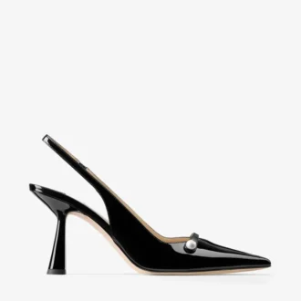 Amita 85 Slingback in pelle nappa verniciata nera