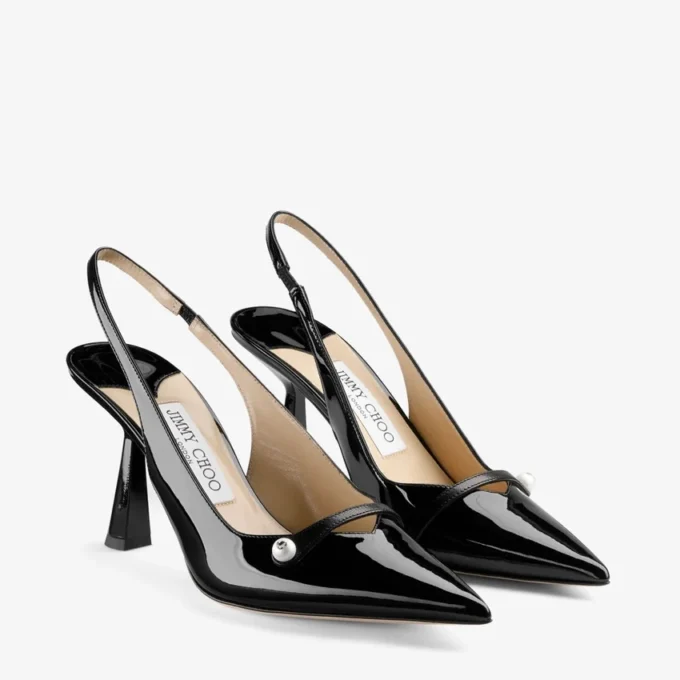 Amita 85 Slingback in pelle nappa verniciata nera Amita 85 Slingback in pelle nappa verniciata nera