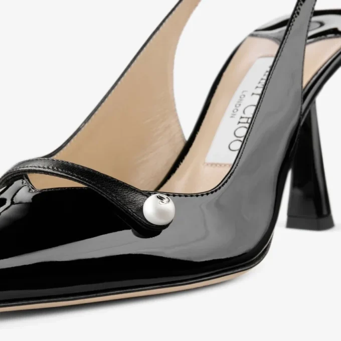 Amita 85 Slingback in pelle nappa verniciata nera Amita 85 Slingback in pelle nappa verniciata nera