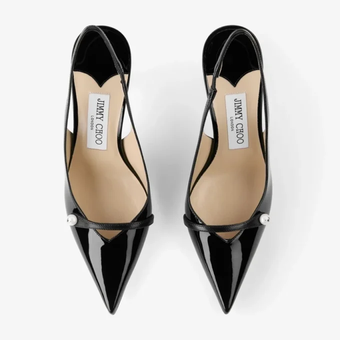 Amita 85 Slingback in pelle nappa verniciata nera Amita 85 Slingback in pelle nappa verniciata nera