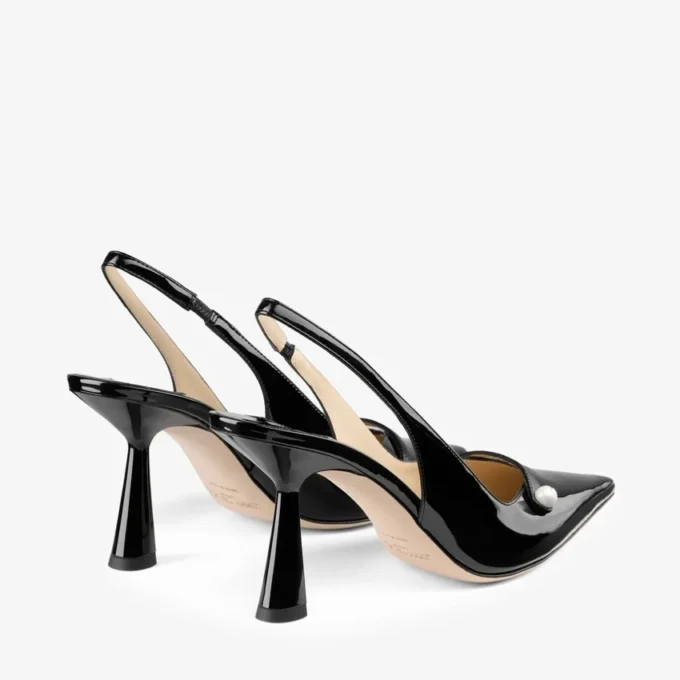 Amita 85 Slingback in pelle nappa verniciata nera Amita 85 Slingback in pelle nappa verniciata nera