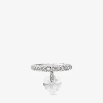 Anello a forma di cuore Anello a forma di cuore con finitura argento e cristalli