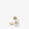 Anello Auri Anello in metallo con finitura dorata, perla e cristalli Anello Auri Anello in metallo con finitura dorata, perla e cristalli