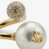 Anello Auri Anello in metallo con finitura dorata, perla e cristalli Anello Auri Anello in metallo con finitura dorata, perla e cristalli