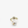 Anello Auri Anello in metallo con finitura dorata, perla e cristalli Anello Auri Anello in metallo con finitura dorata, perla e cristalli