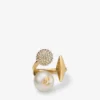Anello con ciondoli multipli Anello con perla finitura oro Anello con ciondoli multipli Anello con perla finitura oro
