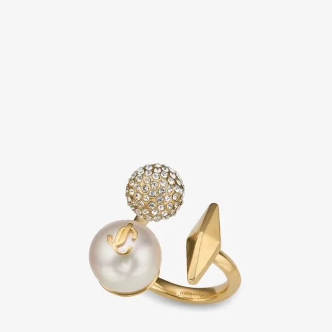 Anello con ciondoli multipli Anello con perla finitura oro Anello con ciondoli multipli Anello con perla finitura oro