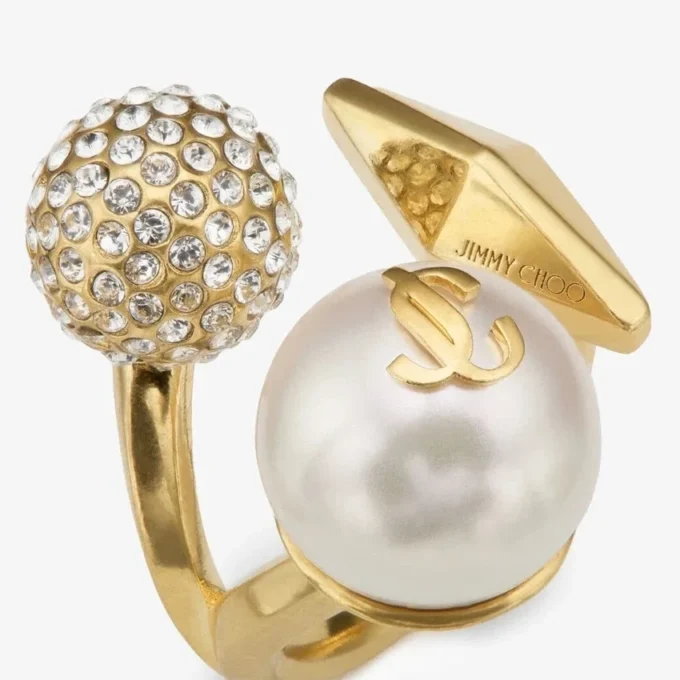 Anello con ciondoli multipli Anello con perla finitura oro Anello con ciondoli multipli Anello con perla finitura oro