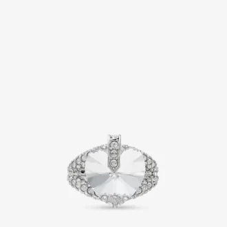 Anello doppio a forma di cuore Anello doppio a forma di cuore con finitura argento e cristalli Anello doppio a forma di cuore Anello doppio a forma di cuore con finitura argento e cristalli