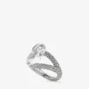 Anello doppio a forma di cuore Anello doppio a forma di cuore con finitura argento e cristalli Anello doppio a forma di cuore Anello doppio a forma di cuore con finitura argento e cristalli