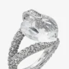 Anello doppio a forma di cuore Anello doppio a forma di cuore con finitura argento e cristalli Anello doppio a forma di cuore Anello doppio a forma di cuore con finitura argento e cristalli