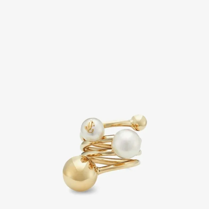 Anello Jc Multi Pearl Anello in metallo con finitura dorata e perle Anello Jc Multi Pearl Anello in metallo con finitura dorata e perle
