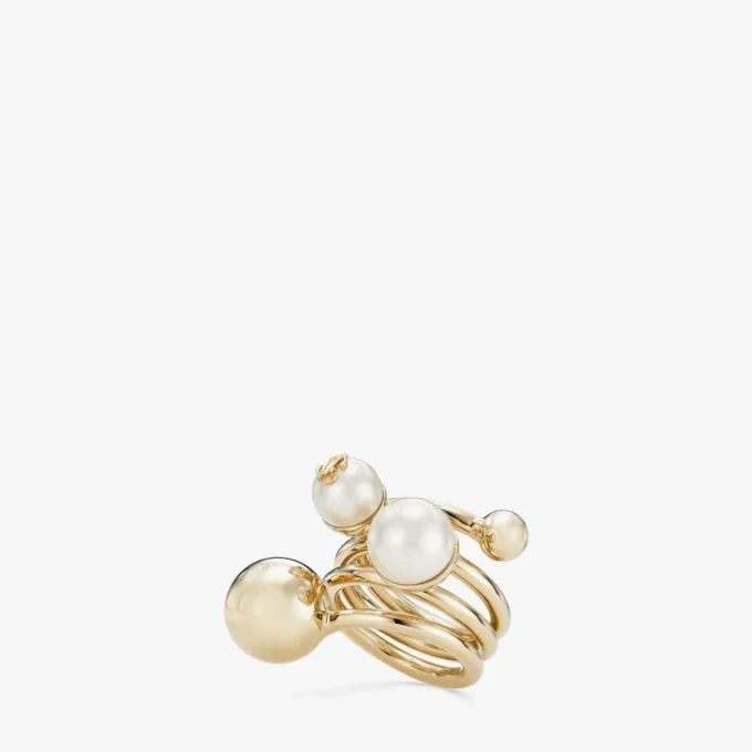 Anello Jc Multi Pearl Anello in metallo con finitura dorata e perle Anello Jc Multi Pearl Anello in metallo con finitura dorata e perle