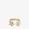 Anello Jc Star Pearl Anello in metallo con finitura dorata con stella in cristallo e perla Anello Jc Star Pearl Anello in metallo con finitura dorata con stella in cristallo e perla