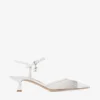 Aren Sling Back 45 Sandali con cinturino posteriore in rete di cristallo bianco con ciondolo a perla Aren Sling Back 45 Sandali con cinturino posteriore in rete di cristallo bianco con ciondolo a perla