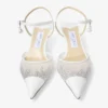 Aren Sling Back 45 Sandali con cinturino posteriore in rete di cristallo bianco con ciondolo a perla Aren Sling Back 45 Sandali con cinturino posteriore in rete di cristallo bianco con ciondolo a perla