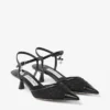 Aren Sling Back 45 Sandali slingback neri in pelle spazzolata e mesh con motivo a cuori e ciondolo a perla Aren Sling Back 45 Sandali slingback neri in pelle spazzolata e mesh con motivo a cuori e ciondolo a perla