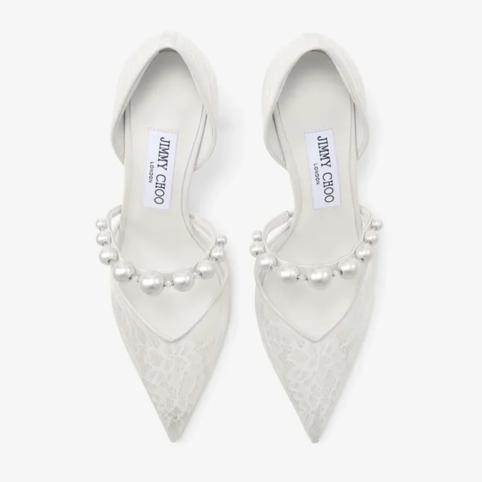 Aurelie 85 Ivory: décolleté in pizzo jimmy choo con decorazioni in perla Aurelie 85 Ivory: décolleté in pizzo jimmy choo con decorazioni in perla
