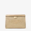 Avenue Pouch Pouch in rafia ricamata metallizzata oro e cappuccino scuro Avenue Pouch Pouch in rafia ricamata metallizzata oro e cappuccino scuro