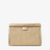 Avenue Pouch Pouch in rafia ricamata metallizzata oro e cappuccino scuro Avenue Pouch Pouch in rafia ricamata metallizzata oro e cappuccino scuro