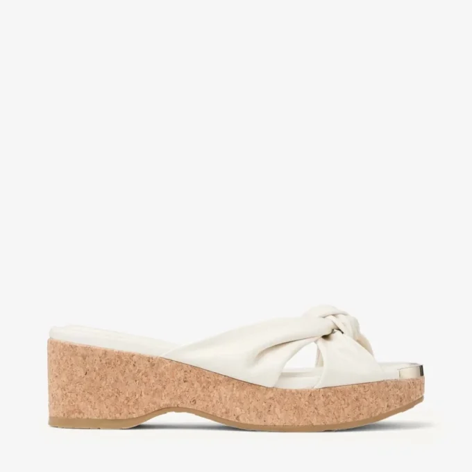 Avenue Wedge 50 Mules con zeppa in pelle nappa color latte Avenue Wedge 50 Mules con zeppa in pelle nappa color latte