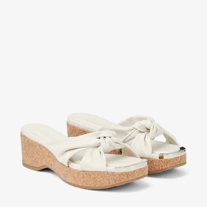 Avenue Wedge 50 Mules con zeppa in pelle nappa color latte Avenue Wedge 50 Mules con zeppa in pelle nappa color latte