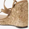 Ayla 110 Zeppe in pelle nappa color cappuccino e rafia intrecciata a fiori