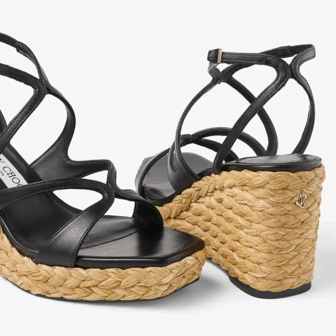 Ayla 85 Zeppa in pelle nappa nera Ayla 85 Zeppa in pelle nappa nera