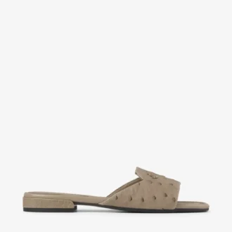 Ballerine Dina in pelle di struzzo color taupe