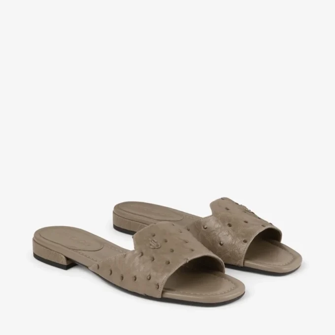 Ballerine Dina in pelle di struzzo color taupe Ballerine Dina in pelle di struzzo color taupe