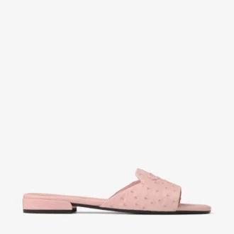 Ballerine Dina in pelle di struzzo rosa