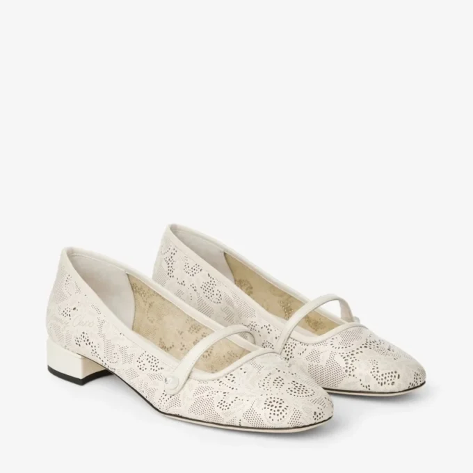 Ballerine Elisa Latte Ballerine con lacci in nappa traforata jimmy choo Ballerine Elisa Latte Ballerine con lacci in nappa traforata jimmy choo