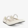Ballerine Jade in morbida nappa color latte con cinturino in cristallo