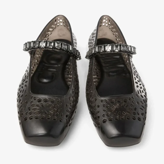 Ballerine Jelly Black con decorazioni in cristallo Ballerine Jelly Black con decorazioni in cristallo